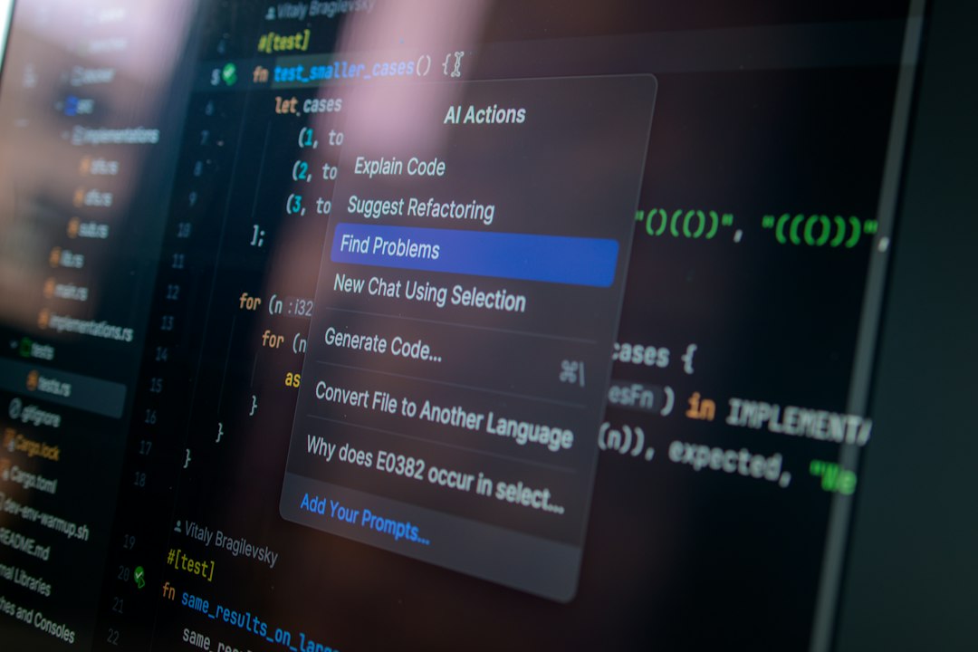 Computer screen displaying code for website development